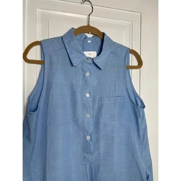 Hixiaohe Women Shirt Dress Casual Sleeveless Mini Dress Beach Flowy Sundresses L - Picture 3 of 10